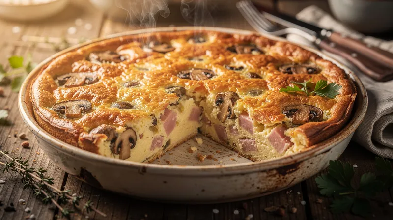 Clafoutis salé aux champignons et jambon : la recette réconfortante qui séduit toute la famille