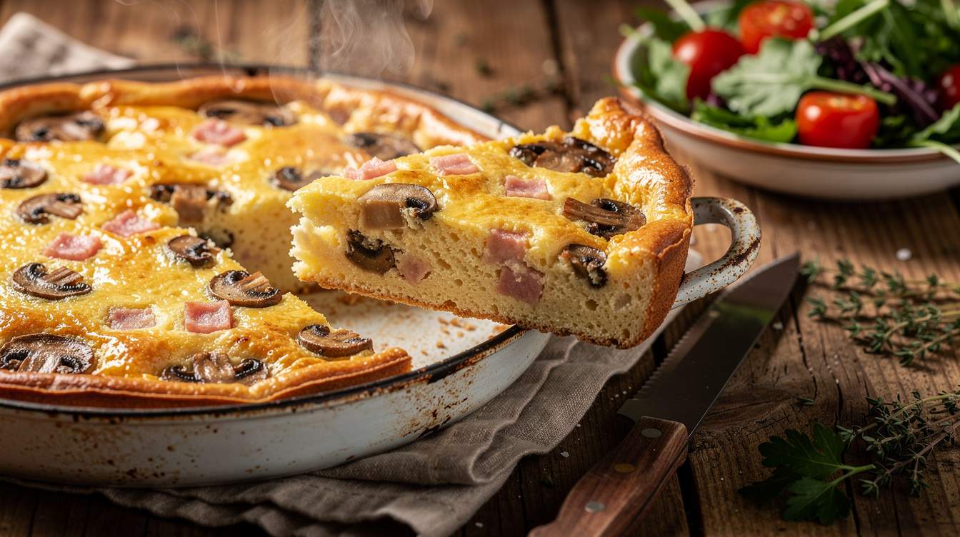 Clafoutis salé aux champignons et jambon : le plat du soir qui fait l'unanimité