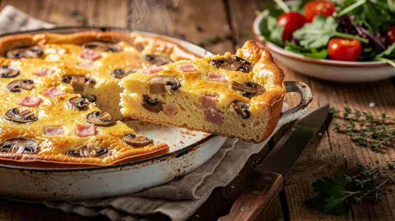 Clafoutis salé aux champignons et jambon : le plat du soir qui fait l'unanimité