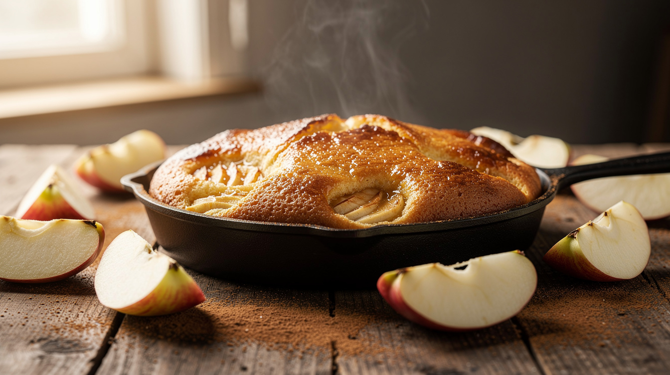 Recette rapide à la poêle : gâteau aux pommes en 10 minutes pour un dessert réconfortant