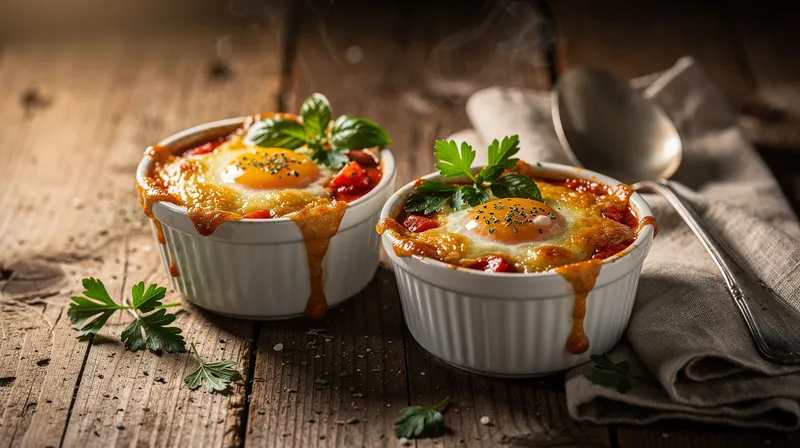 Recette rapide : œufs cocotte à la tomate et fromage fondant en 12 minutes